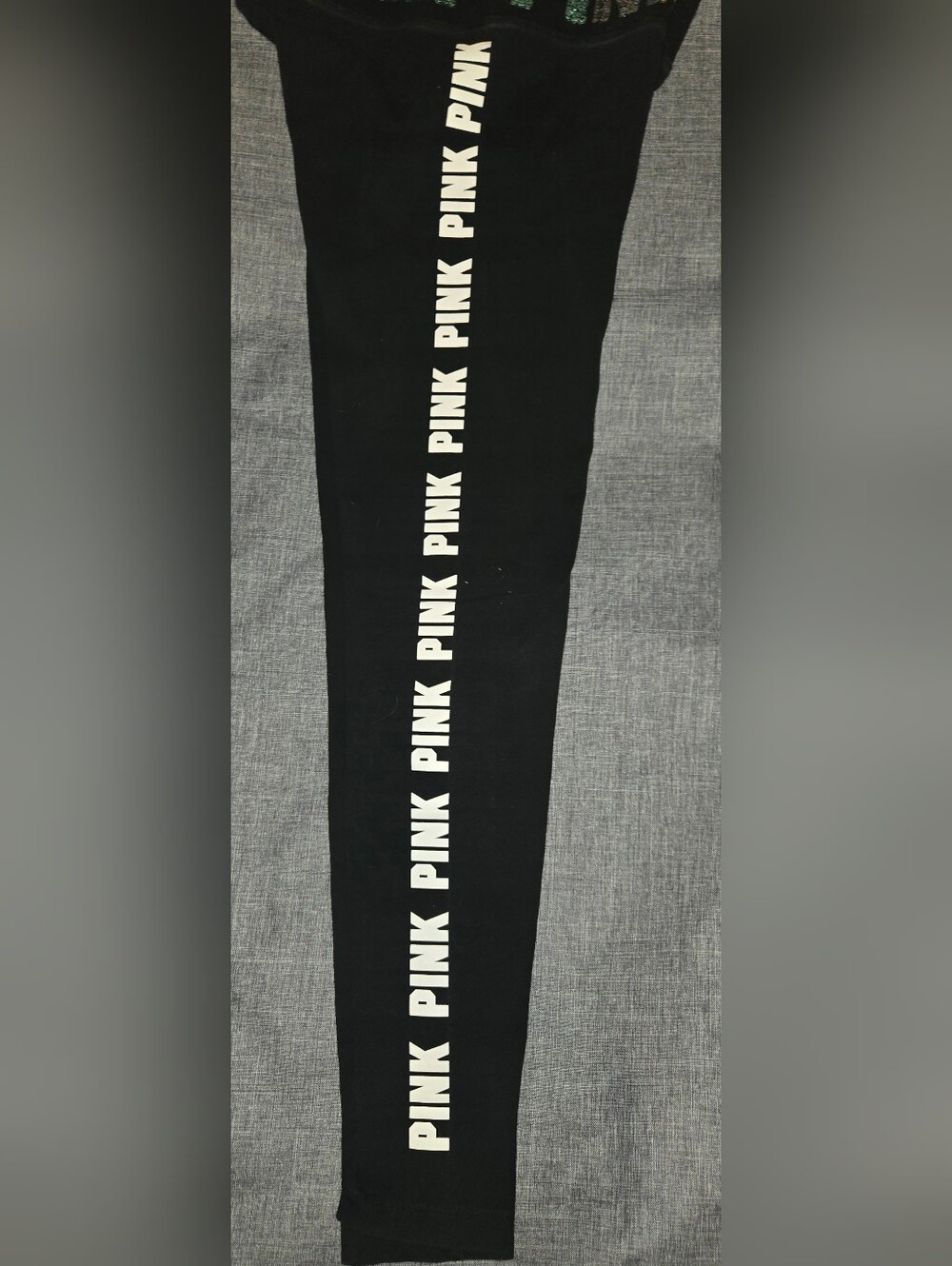 PINK Victoria's Secret Black Leggings with Glitter Logo - Picture 5 of 8